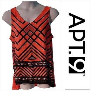 NWT Kohl's Apt. 9 Women's Red and Black Geometric Tank Top ~XL